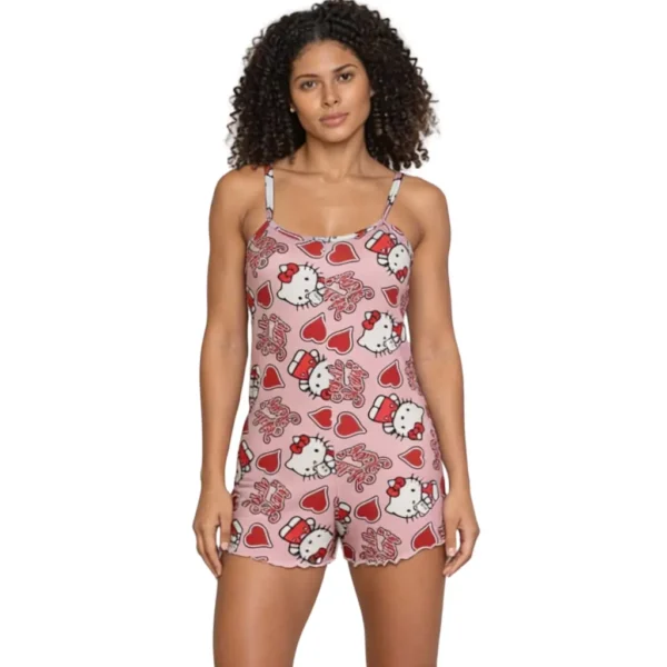 Pijama Feminino Macaquinho De Alça Estampado
